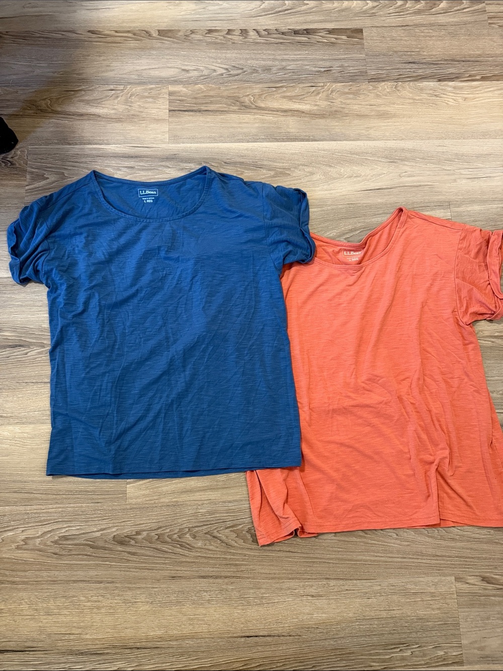 Set of 2 L.L. Bean Short-Sleeve Tees in Blue and Coral